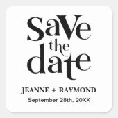 Sticker Carré Moderne Enregistrer le Faire-part Mariage Date (Devant)