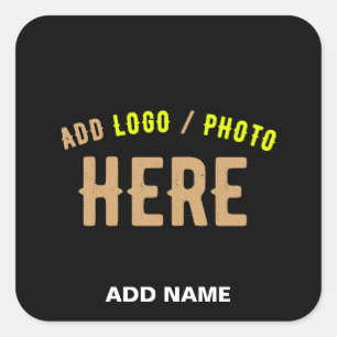 STICKER CARRÉ MODERNE ET MODERNE PERSONNALISABLE NOIR VÉRIFIÉ