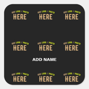 STICKER CARRÉ MODERNE ET MODERNE PERSONNALISABLE NOIR VÉRIFIÉ