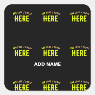STICKER CARRÉ MODERNE ET MODERNE PERSONNALISABLE NOIR VÉRIFIÉ
