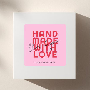 Sticker Carré Moderne fait main avec amour merci