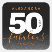 Sticker Carré Moderne Girly Orange 50 et fabuleux (Devant)