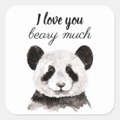 Sticker Carré Moderne Je T'Aime Beary Beaucoup Panda Noir Et Bla (Devant)