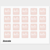 Sticker Carré Moderne Minimal Pastel Rose Bonjour Et Vous Nom (Feuille)