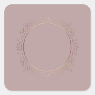 Sticker Carré Moderne modèle vierge en or rose Ajoutez votre tex