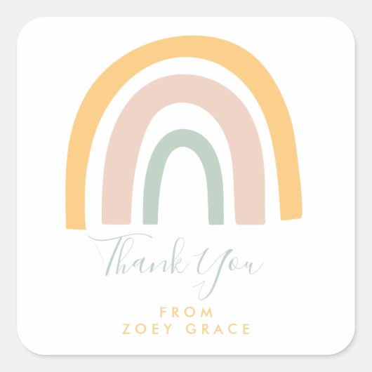 Sticker Carré Moderne Pastel Rainbow Merci Favoriser (Devant)