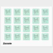 Sticker Carré Moderne remerciez brush script minimum Mint Green (Feuille)
