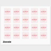 Sticker Carré Moderne Retro Red & Pink Stripes Graduation Party (Feuille)