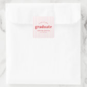 Sticker Carré Moderne Retro Red & Pink Stripes Graduation Party (Sac)