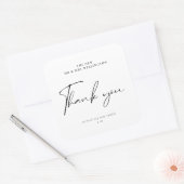 Sticker Carré Moderne Script Merci mariage Favoriser bougie (Enveloppe)