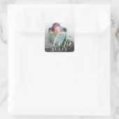 Sticker Carré Moderne Simple Bébé Photo Script Amour (Sac)