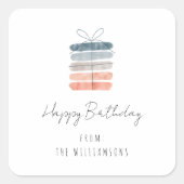 Sticker Carré Moderne Simple Chic Joyeux voeux d'anniversaire (Devant)