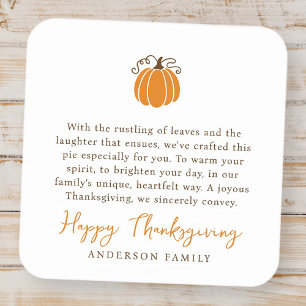 Sticker Carré Moderne Simple Citrouille d'automne Thanksgiving