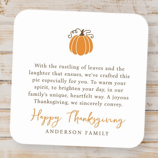 Sticker Carré Moderne Simple Citrouille d'automne Thanksgiving