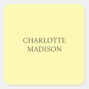 Sticker Carré Moderne Simple Crème Tendance Minimaliste Nom Simp