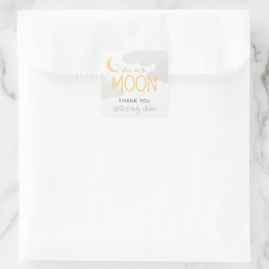 Sticker Carré Moderne Sur Le Baby shower Lune (Sac)