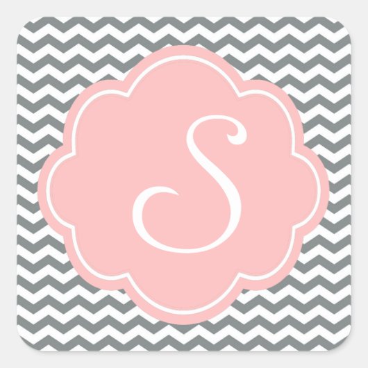 Sticker Carré Moderne, tendance, classique gris et chevron blanc (Devant)