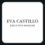 Sticker Carré Moderne tendance Elégant Simple White Manager<br><div class="desc">Personnaliser moderne tendance Professional Design simple.</div>