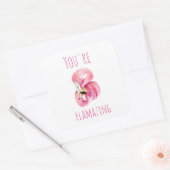 Sticker Carré Moderne Vous Flamazirez Beauté Flamant rose rose (Enveloppe)