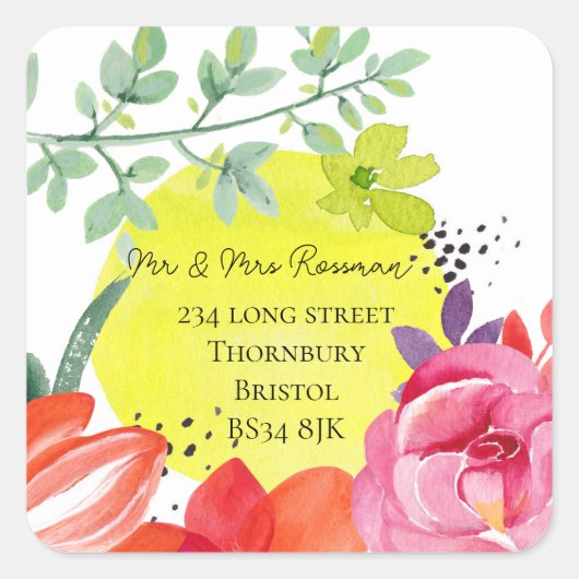 Sticker Carré Modification de la conception florale de l'autocol (Devant)