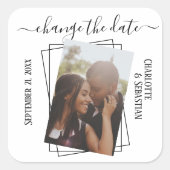 Sticker Carré Modifier Le Mariage De Photo De La Typographie Dat (Devant)