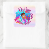 Sticker Carré Modifier le nom d'âge Mermaid Anniversaire Fête Pe (Sac)