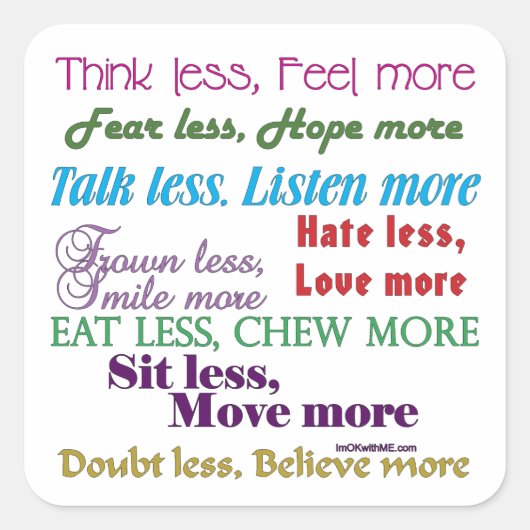 Sticker Carré Moins c'est Plus (Devant)