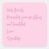 Sticker Carré Mois de sensibilisation au cancer du sein citation (Devant)