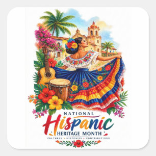 Sticker Carré Mois du patrimoine hispanique – Culture colorée