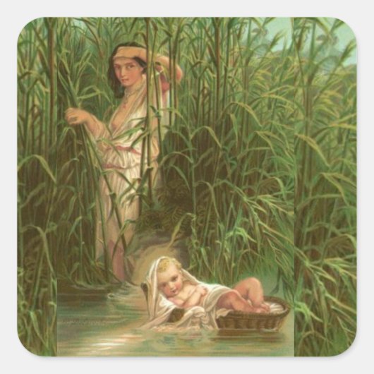 Sticker Carré Moïse Bébé Et Le Nil (Devant)
