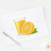 Sticker Carré Moitié d'orange et verre de jus (Enveloppe)