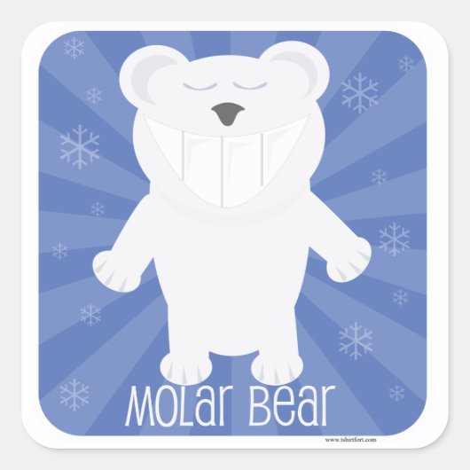 Sticker Carré Molar Bear Fun White Animal Dessin (Devant)