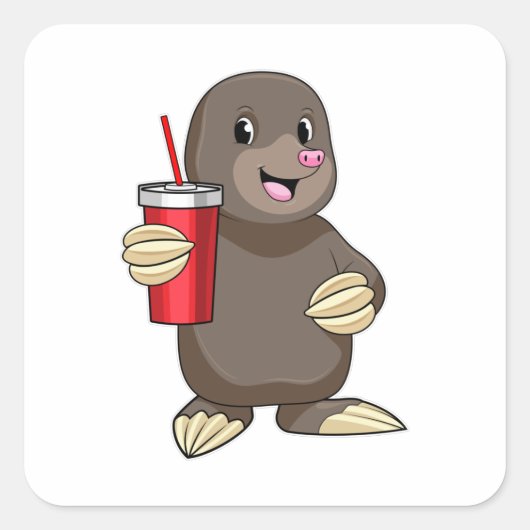 Sticker Carré Mole avec tasse à boire (Devant)