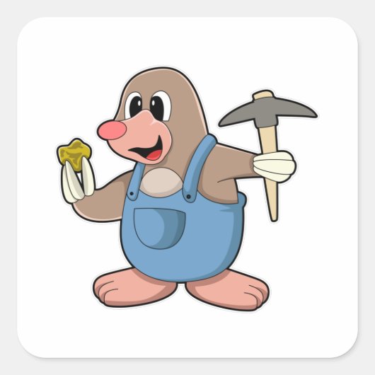 Sticker Carré Mole comme Miner avec Or (Devant)