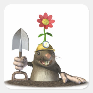 Sticker Carré Mole dans un trou