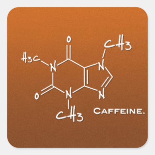 Sticker Carré Molécule de Caffiene (constitution chimique)