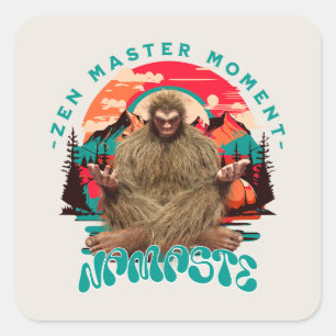 Sticker Carré Moment de maître Zen Bigfoot Art Rétro de Méditati