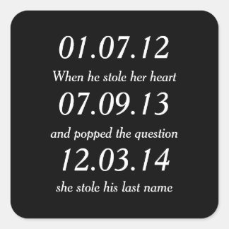 Sticker Carré Moments Romantiques Dates Personnalisées Mariage S