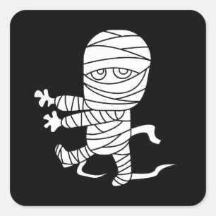 Sticker Carré momie éffrayante d'Halloween