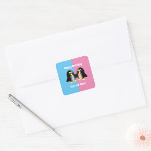 Sticker Carré Mon ami le pingouin, Personnalisé pour les jumeau