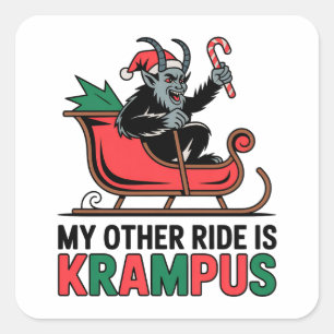 Sticker Carré Mon Autre Véhicule Est Krampus Krampus Conduisant