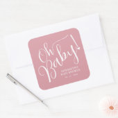 Sticker Carré Mon bébé ! Baby shower rose fille (Enveloppe)