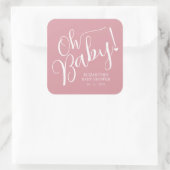 Sticker Carré Mon bébé ! Baby shower rose fille (Sac)