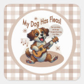 Sticker Carré Mon Chien A Fleas Ukulele Tuning Chanson (Devant)