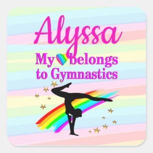 STICKER CARRÉ MON COEUR APPARTIENT À LA GYMNASTIQUE