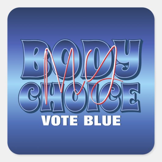 Sticker Carré Mon corps Mon choix bleu (Devant)