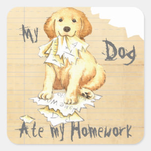 Sticker Carré Mon Golden Mate Mes devoirs