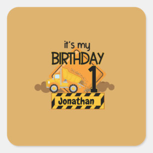 Sticker Carré Mon premier Anniversaire Camion Camion Camion Cami
