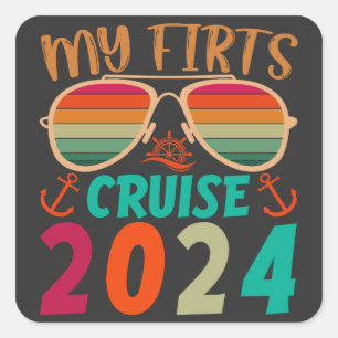 Sticker Carré Mon premier voyage de croisière en famille 2024