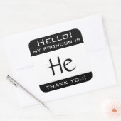 Sticker Carré Mon pronom est HE (Enveloppe)